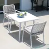 Mesas y Sillas de Exterior, Sillas de Mimbre, Patio de Villa, Balcón Blanco Sencillo, Terraza Exterior, Silla Bolo Tejida con Cuerda para Ocio en el Jardín