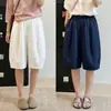Calças Capri Cropped de Linho Tencel Estilo Old Money de Perna Larga para Mulheres, Verão Finas de Cintura Alta Emagrecedoras Petite Casuais