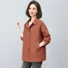 Moderna prenda de abrigo de primavera y otoño para mujeres de mediana edad y mayores, corte holgado, talla grande, color liso, estilo cárdigan, top de manga larga, de un solo botón