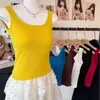 Nuevo Chaleco Sexy de Verano con Escote en U Sexy para Chica Sexy, Espalda Descubierta, Delgado, Ajustado, sin Mangas, con Almohadillas para el Pecho, Top Corto