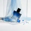 Botella Vacía de Perfume Cuadrada Plana Degradado Azul Azul Oscuro Gama Alta 100ml Atomizador de Presión Portátil