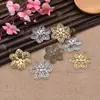 Acessórios para Joias DIY, Materiais de Estilo Antigo, Peça de Flor Grande de Metal de Seis Folhas de 42mm, Metal Estilo Ópera de Fantasia Hanfu Traje Tradicional