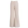 26 Pantalones grises de alta gama, elegantes, de tiro bajo, casuales, ligeramente acampanados para mujer, hechos de mezcla de TR con un ajuste fluido y que no se pega, adecuados tanto para el trabajo como para el uso casual
