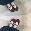 Sapatos Peludos Quentes de Outono e Inverno com Parte Externa de Veludo Nicho Novos Sapatos Birkenstock 2025 Sapatos Mary Jane de Pelúcia para Mulheres Estilo Noturno