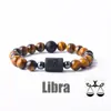 Pulsera con Cuentas de Piedra Natural Zodiacal de Amazon Transfronteriza Doce Signos del Zodiaco Ojo de Tigre Piedra con Imagen Pulsera Venta al por Mayor
