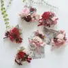 Art Accord 358 Artigos para Casamento Banquete Flor Artificial para Convidados Lapela do Noivo Flor de Mão Vermelho Rosa