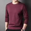 Camiseta de manga larga con cuello redondo para hombre, estilo business casual, color liso, básica simple, corte tridimensional, suéter, venta al por mayor