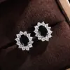 Brincos Coloridos em Formato de Flor Estilo Nova Moda Europeia e Americana para Mulheres, Joias de Orelha de Zircônia Criativas e Elegantes Atacado