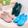 Botas de Lluvia Moda Mujer Primavera Verano Caña Baja Yuanbao Botas de Agua Tubo Corto Cocina Antideslizante Zapatos de Agua Boca Baja Zapatos de Trabajo Cubierta de Zapatos de Goma