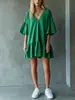 Comercio Exterior Ropa de Mujer Cuello en V Manga con Volantes Línea A Vestido Corto Holgado Casual Versátil Vestido Camiseta Transfronterizo Spot Venta al por Mayor