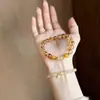 "Luz Flutuante e Aura Espiritual" Cristal Amarelo Torre Natural, Cristal de Cabelo Dourado, Pulseira de Cristal, Cristal Amarelo para Atrair Riqueza e Boa Sorte, Pulseira Simples