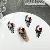 Joyería de uñas tejida a crochet estilo oscuro cruz de metal corazón calavera joyería de aleación para uñas accesorios de diamantes para uñas