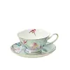 Conjunto de Xícara e Pires de Cerâmica para Café da Tarde Estilo Europeu com Borda Dourada, Alto, Criativo para Casa, Alto Valor, Porcelana de Osso