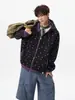 Sudadera con capucha estilo americano de calle con estampado de estrellas, unisex, colección de otoño, diseño de peso pesado, cárdigan con cremallera, corte holgado, prenda de abrigo de nicho