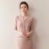 Suéter de Cachemira con Cuello Redondo 2026 Otoño e Invierno Nuevo Estilo para Mujer Suéter Básico Bloque de Color Estilo Suave Suéter de Dos Piezas Falsas con Medio Botón