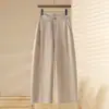 Pantalones de Lino Tencel Finos de Verano para Mujer Petite Estilo Nuevo 2026 Cuerpo en Forma de Pera Pierna Ancha Casual Pantalones Curvos