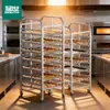 Carrito de Rack para Bandejas de Horneado de Acero Inoxidable Mengshi Caja para Pan Tostado Multi-Nivel Comercial para Hornear Pan Bandeja de 15 Niveles 30 Niveles