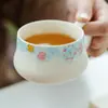 Juego de Taza y Platillo Haiqing con Dorado Espolvoreado y Flor Pintada Cerámica Taza de Café Taza de Latte Individual Exquisita de Gama Alta