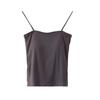 Camisola Regata Cor Sólida 1806 para Mulheres com Bojo Fixo, Top Exterior, Alça Fina Sem Fio, Top Tubinho Fino Longo