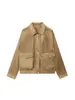 2025 Nueva Ropa de Otoño para Mujer Estilo Europeo y Americano Moderna Cuello Redondo Cremallera Chaqueta de Gamuza Bolsillo con Solapa Pantalones Chaqueta