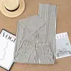 Pantalones anchos de rayas blancas y negras ligeros para mujer, de cintura alta, corte holgado, adelgazantes, versátiles, casuales, de pierna recta, pantalones largos de moda, trendy
