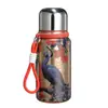 Taza Termo Popular Estilo Chino Pavo Real Dorado, Taza de Viaje Portátil para Exteriores de Acero Inoxidable, Taza de Bolsillo de Alta Apariencia