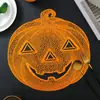 Jogo americano de PVC para Halloween transfronteiriço, cabeça de abóbora, utensílios de mesa, tapete isolante de calor para mesa, simples, versátil, decorativo, oco, jogo americano de estilo ocidental