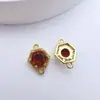 Cobre Chapado en Oro Zirconia de Alta Retención de Color Colgante Doble Hexagonal Materiales para Pulsera de Cuentas Hecha a Mano DIY Collar