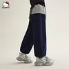 Calça Casual de Primavera para Meninas 2026 Novo Estilo Coreano Design Patchwork Elegante Calça Esportiva Solta