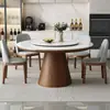 Mesa y Sillas de Comedor de Pizarra y Madera Maciza de Lujo Ligero para Apartamento Pequeño en Casa Mesa Redonda Mesa de Comedor Multifuncional Moderna y Sencilla