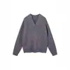 Tricô de Alta Qualidade Estilo Retrô Americano Azul com Fio Grosso para Homens e Mulheres, Jaqueta Tendência Outono e Inverno Nova Solta com Gola V
