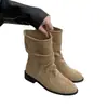 Botas Retro Plisadas Apiladas para Mujer 2026 Otoño/Invierno Nuevas Llegadas Meilade Botines de Tacón Grueso Gamuza Versátiles Cómodas Botas de Montar