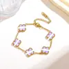 Pulseira Flor de Cinco Folhas 13mm Madrepérola Trevo de Quatro Folhas Dupla Face Estilo Ins Europeu e Americano Ouro 18K Banhado Joia de Mão Fabricante Venda Direta Atacado