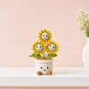 Margarita tejida a mano, cara sonriente, girasol, planta en maceta de flor eterna, flor artificial de ganchillo decoración del hogar, venta al por mayor transfronteriza