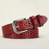 Cinturón Transpirable para Mujer Cuero Casual Versátil Hueco Decorativo Hebilla de Pin Moda Cinturón para Jeans Sin Perforaciones
