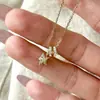 Popular Collar de Estrella Chapado en Oro de Xiaohongshu para Mujer, Lujo Ligero, Elegante y de Alta Gama, Cadena para Clavícula de Zirconita Meteoro