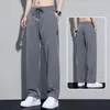Pantalones Rectos Delgados de Seda de Hielo para Hombre Verano Talla Grande Elásticos de Secado Rápido Casuales Holgados Deportivos Transpirables Pantalones para Hombre