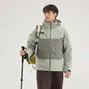 Chaqueta Exterior Tres en Uno de Caparazón Duro para Hombres y Mujeres Chaqueta de Pareja Resistente al Viento Impermeable Bloques de Color Traje de Montañismo Escalada Traje de Esquí