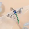 Venta Caliente Transfronteriza Exquisito de Moda Anillo de Animales Libélula Pequeña con Goteo de Aceite de Circonio de Colores Anillo Decorativo Venta al por Mayor