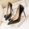 9288-60 Versão coreana de salto fino simples salto alto sapatos femininos boca rasa pontiaguda Sexy Slim sapatos de nó de salto alto