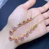 Colar de Safira Rosa Natural Puro, Gema Padparadscha Grau 5A, Tamanho 4*5925, Finamente Trabalhado em Prata