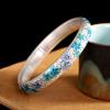 Pulsera cerrada de plata de ley 9999 con diseño de pie de plata de ley, estilo nacional, vintage, arena, esmalte antiguo, flores, corazón, merITron, fondo hueco.