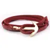 Pulsera Popular Europea y Americana de Cuero con Ancla y Gancho de Pescado Aliexpress Pulsera de Moda Ebay Venta Caliente Exquisita Trendy