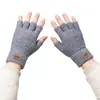 Guantes de estudiante para hombre otoño e invierno a prueba de frío cálidos de lana tejida sin dedos medio dedo ciclismo conducción guantes gruesos de medio dedo