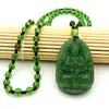 Colar Casal Guanyin de Vidro Imitação de Jade com Oito Grandes Divindades Guardiãs de Jade Verde para Homens e Mulheres, Colar de Obsidiana Buda do Ano de Nascimento