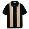 Ropa de Hombre Transfronteriza Estilo Europeo y Americano Tejidos de Punto Bloques de Color Cárdigan Casual de Manga Corta de Verano Camisa Polo de Negocios para Hombre Sj0094