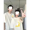 Algodón Peinado PuroAtuendo de Verano Versátil de Nicho para Pareja con un Diseño Elegante, Camiseta Suelta de Manga Corta para Mujer