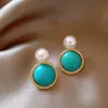 Brincos de franja com contas de zircônia azul vintage, estilo retrô francês, luxo leve e sensação de alta qualidade