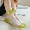Nuevo Enlace: Calcetines Cortos para Mujer, Transpirables con Diseño de Margarita, Calcetines Invisibles Finos de Verano, Calcetines de Seda de Cristal con Corte Bajo