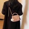 Bolsa de Mão Elegante de Lã Estilo Chanel Feminina 2025 Início da Primavera Nova Bolsa Transversal com Corrente de Nicho Bolsa Caixa Estilosa